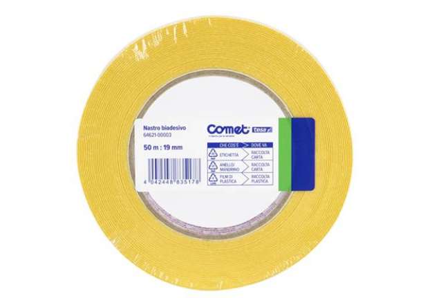 Immagine di Nastro biadesivo - 1,9 cm x 50 m - trasparente - Comet