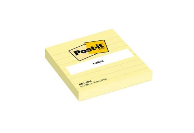 Immagine di Blocco foglietti - 630-6PK - a righe - 76 x 76 mm - giallo Canary - 100 fogli - Post-it