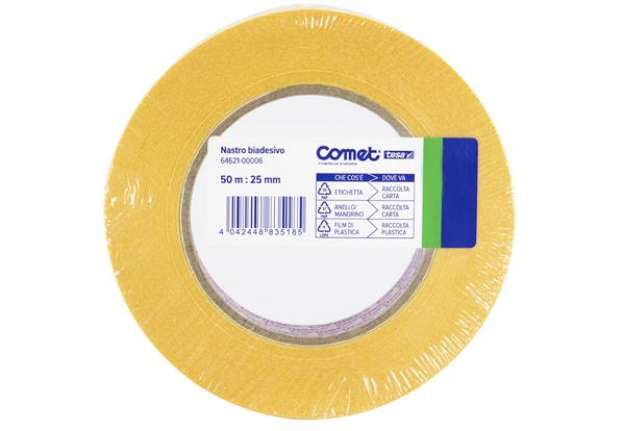 Immagine di Nastro biadesivo - 2,5 cm x 50 m - trasparente - Comet