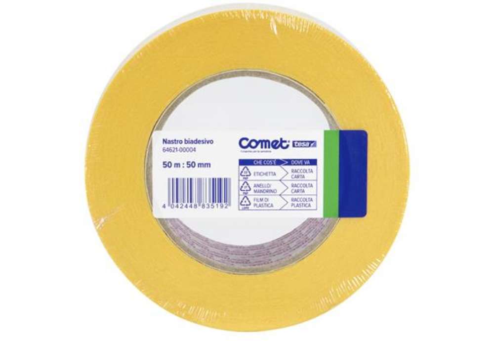 Immagine di Nastro biadesivo - 50 mm x 50 m - PP - trasparente - Comet