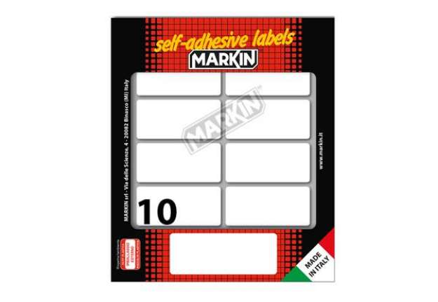 Immagine di Etichette adesive - in carta - permanenti - 56 x 26 mm - 10 et/fg - 10 fogli - bianco - Markin