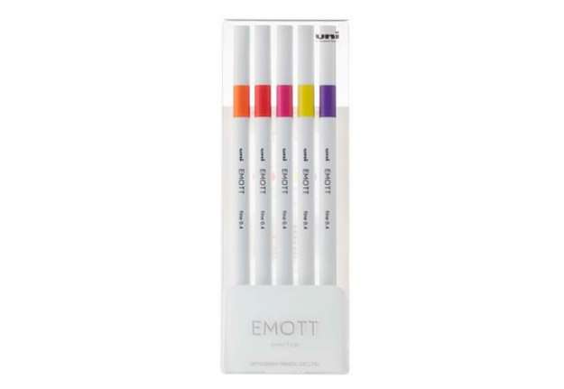 Immagine di Fineliner Emott - tratto 0.4 mm - colori assortiti passion - Uni Mitsubishi - conf. 5 pezzi