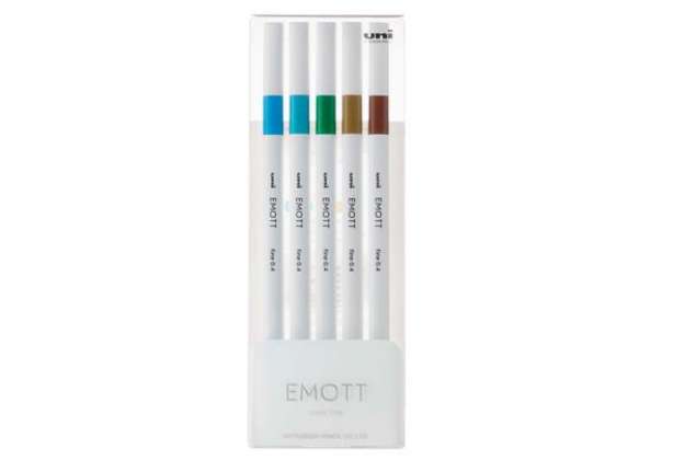 Immagine di Fineliner Emott - tratto 0.4 mm - colori assortiti island - Uni Mitsubishi - conf. 5 pezzi