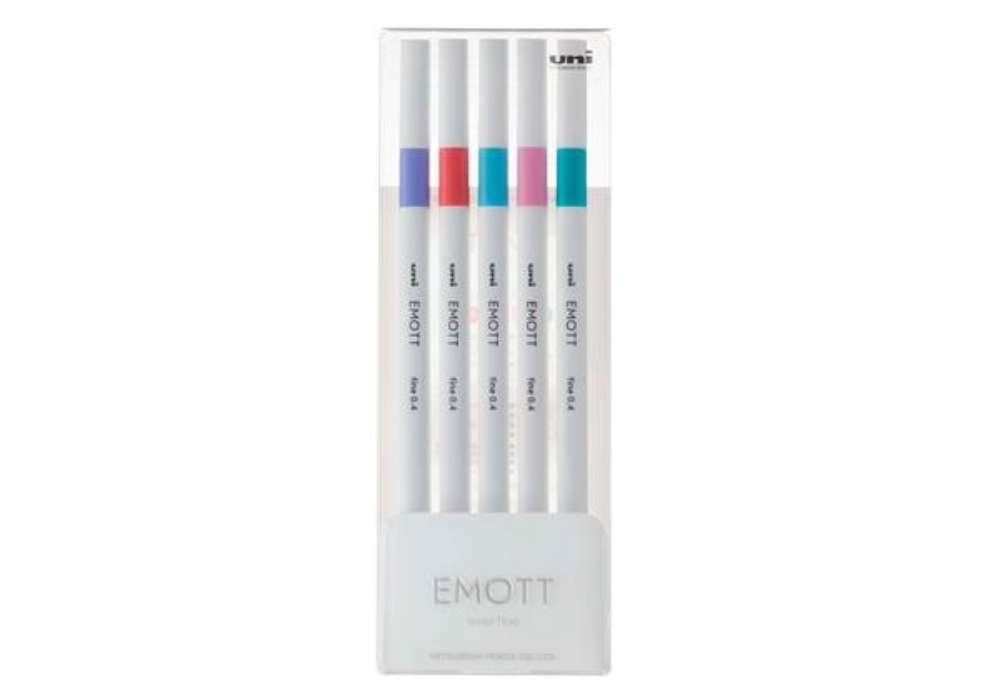 Immagine di Fineliner Emott - tratto 0.4 mm - colori assortiti candy pop - Uni Mitsubishi - conf. 5 pezzi