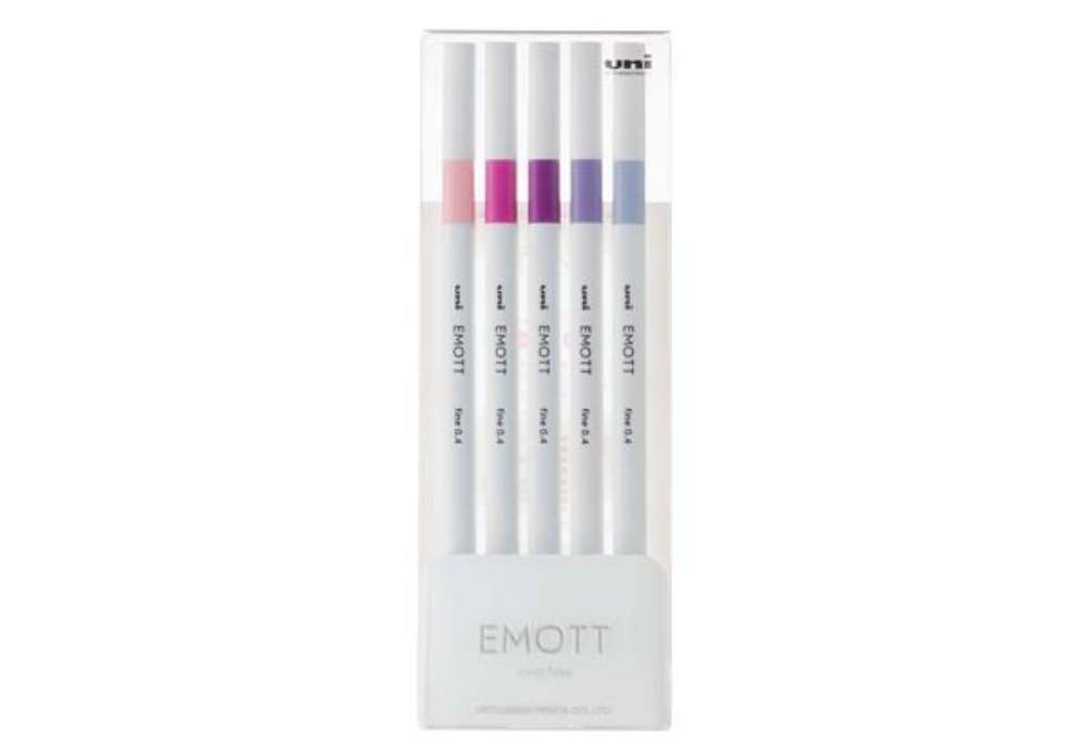 Immagine di Fineliner Emott - tratto 0.4 mm - colori assortiti floral - Uni Mitsubishi - conf. 5 pezzi