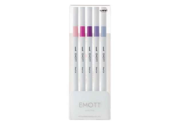 Immagine di Fineliner Emott - tratto 0.4 mm - colori assortiti floral - Uni Mitsubishi - conf. 5 pezzi