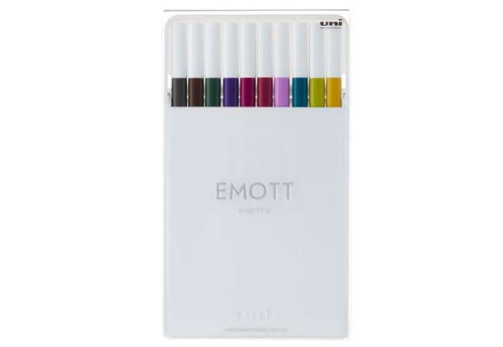 Immagine di Fineliner Emott - tratto 0.4 mm - colori assortiti calmtone dark - Uni Mitsubishi - conf. 10 pezzi