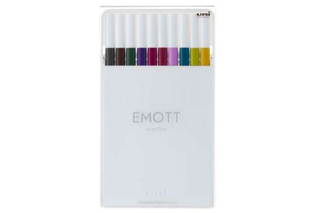 Immagine di Fineliner Emott - tratto 0.4 mm - colori assortiti calmtone dark - Uni Mitsubishi - conf. 10 pezzi