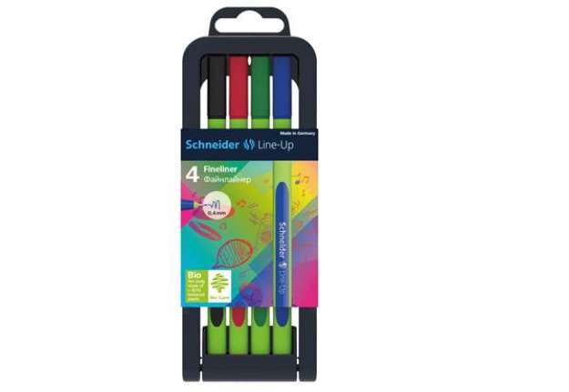 Immagine di Fineliner Line-Up - punta 0,4mm - colori assortiti - Schneider - astuccio 4 colori