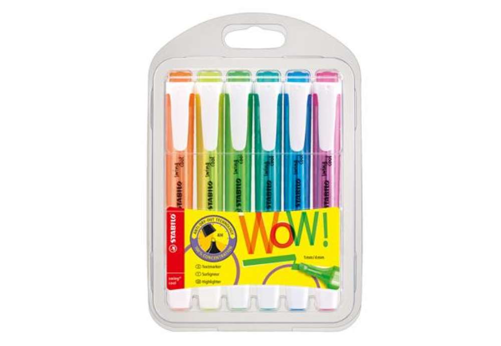 Immagine di Evidenziatore Swing Cool - punta a scalpello - tratto 1 - 4 mm - Stabilo - astuccio 6 colori