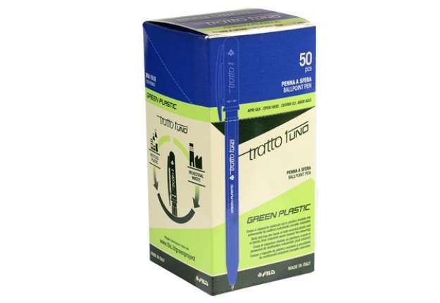 Immagine di Penna sfera Tratto Uno Green - punta media 1 mm - blu - Tratto - conf. 50 pezzi