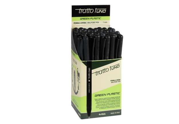 Immagine di Penna sfera Tratto Uno Green - punta media 1 mm - nero - Tratto - conf. 50 pezzi