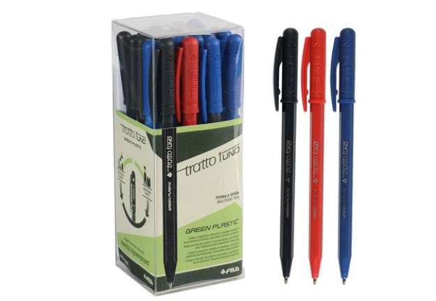 Immagine di Penna sfera Tratto Uno Green - punta media 1 mm - colori assortiti - Tratto - conf. 24 pezzi