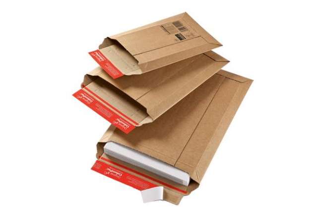 Immagine di Busta a sacco - in cartone - chiusura autoadesiva - 250 x 340 x 50 mm - avana - Colompac