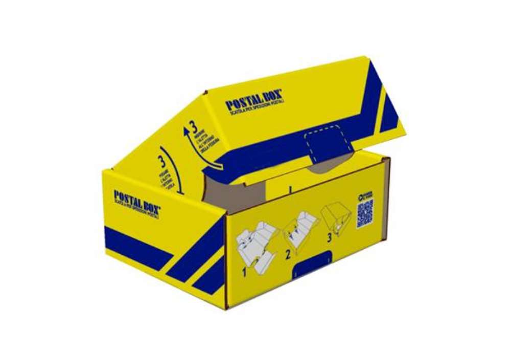 Immagine di Scatola spedizioni Postal Box - XL - 48 x 30 x 21 cm - giallo/blu - Blasetti