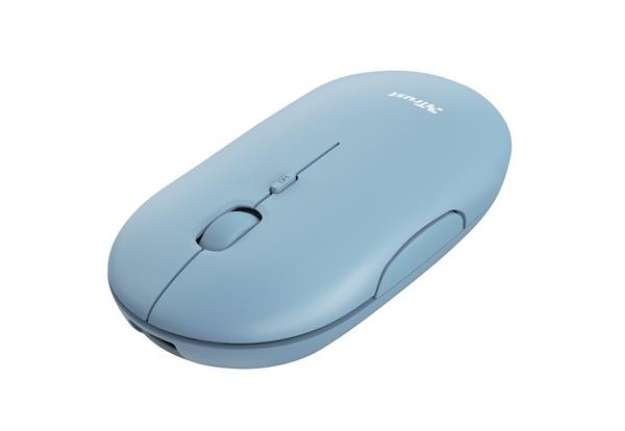 Immagine di Mouse Puck - ultrasottile - wireless - ricaricabile - azzurro - Trust