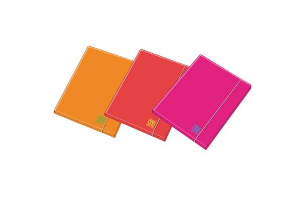 Immagine di Cartella 3 lembi con elastico One Color - A4 - dorso 1 cm - colori assortiti fluo - Blasetti