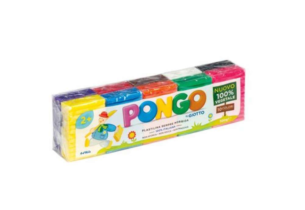 Immagine di Pasta Pongo - panetto 50 gr - colori assortiti - Giotto - conf.10 pezzi