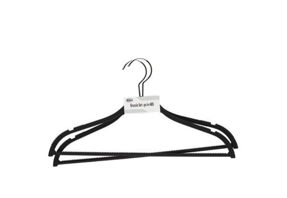 Immagine di Gruccia - antiscivolo - 42 x 0,6 cm - nero - King Collection - conf. 2 pezzi