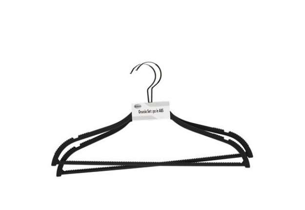 Immagine di Gruccia - antiscivolo - 42 x 0,6 cm - nero - King Collection - conf. 2 pezzi