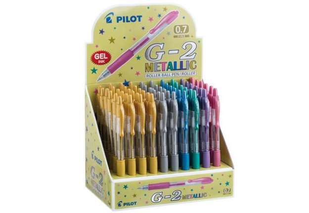 Immagine di Roller gel scatto G-2 - 0,7 mm - colori assortiti metallic - Pilot - Display 60 pezzi