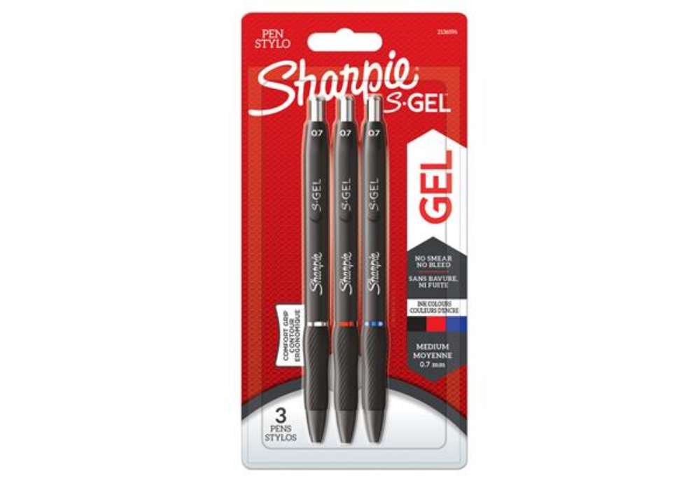 Immagine di Penna gel a scatto - 0.7 mm - nero/blu/rosso - Sharpie - conf. 3 pezzi