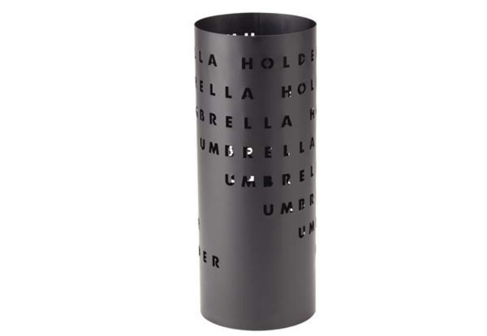 Immagine di Portaombrelli - diametro 18 cm - H 46 cm - metallo verniciato - fantasia lettere - nero - King colle