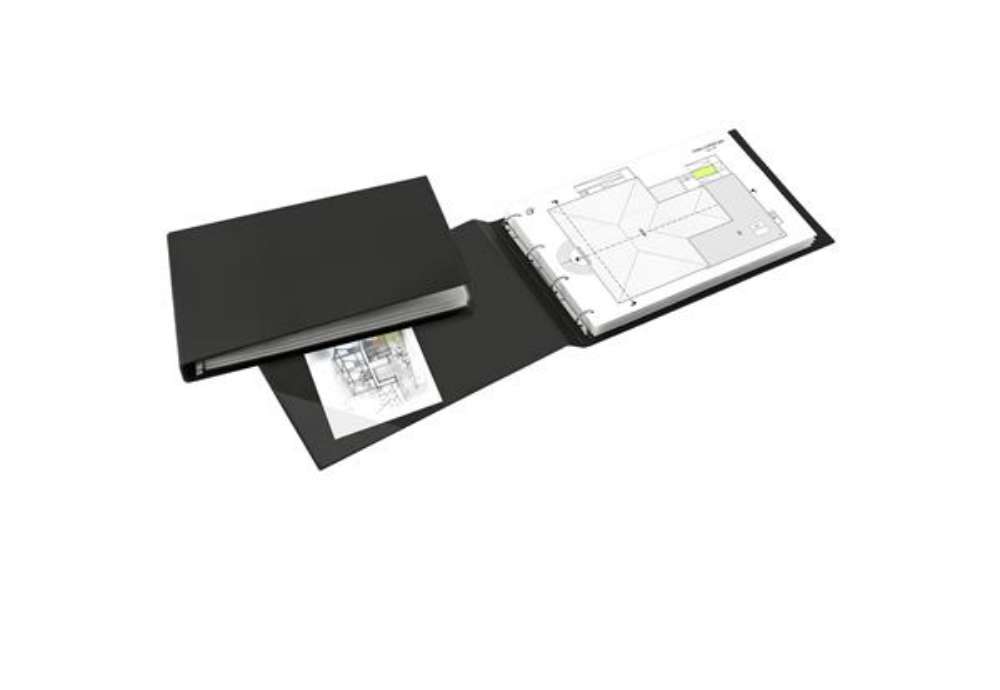 Immagine di Raccoglitore Sanremo 2000 - 42 x 30 cm album - 4 anelli a D 40 mm - dorso 5,5 cm - nero - Sei Rota