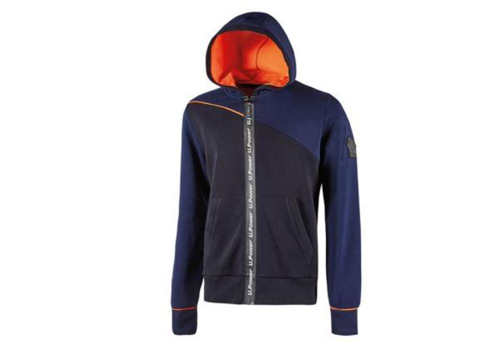 Immagine di Felpa Jupiter - con cappuccio - taglia XL - blu/arancione - U-Power