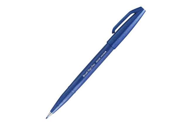 Immagine di Pennarello Brush Sign Pen - blu - Pentel