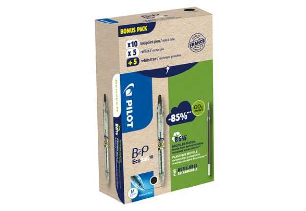 Immagine di Penna a sfera scatto B2P Ecoball BeGreen - punta 1.0 mm - 10 refill B2P inclusi - nero - Pilot - con