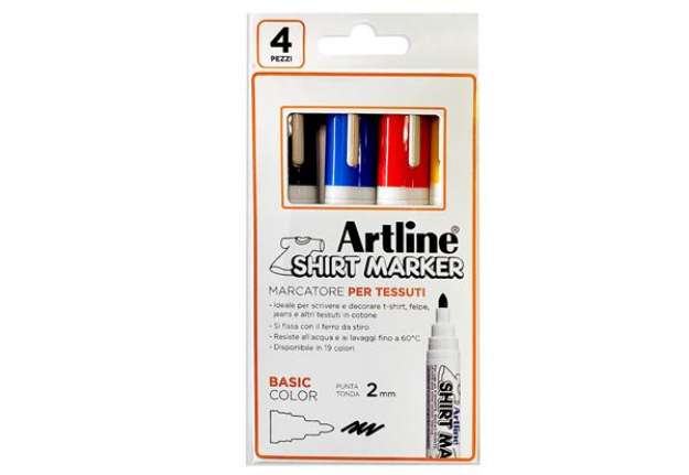 Immagine di Marcatore per tessuto - punta tonda 2.0 mm - colori assortiti - Artline - conf. 4 pezzi
