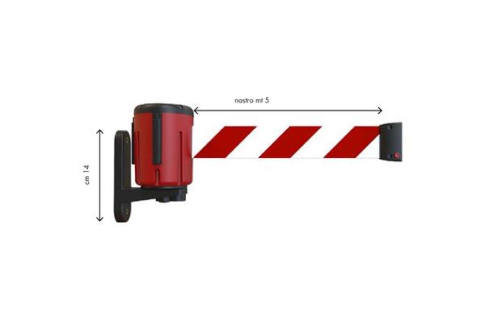 Immagine di Kit testina Rondo Tensa - nastro estensibile 5 m - rosso/bianco - con fissaggio magnetico - Studio T