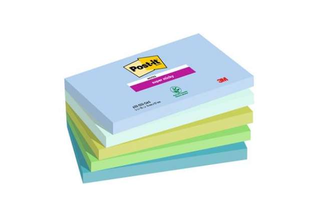 Immagine di Blocco Post-it Super Sticky - 655-5SS- OAS - 76 x 127 mm - colori Oasis - 90 fogli - Post-it - conf.