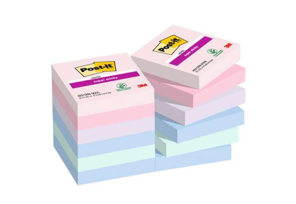 Immagine di Blocco Post-it Super Sticky - 622-12SS-SOUL - 47,6 x 47,6  mm - colori Soulful - 90 fogli - Post-it