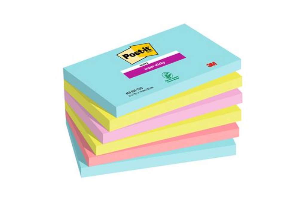 Immagine di Blocco Post-it Super Sticky - 655-6SS-COS - 76 x 127 mm - colori Cosmic - 90 fogli - Post-it - conf.