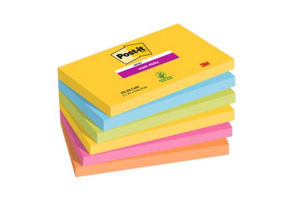 Immagine di Blocco Post-it Super Sticky - 655-6SS-CARN - 76 x 127 mm - colori Carnival - 90 fogli - Post-it - co