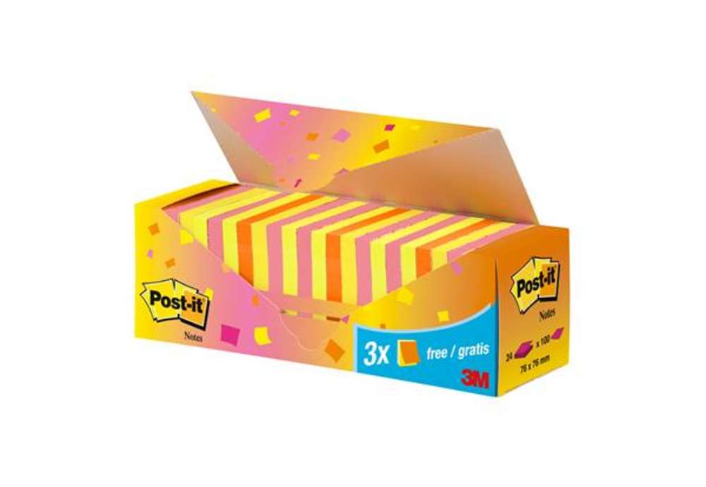 Immagine di Blocco foglietti Post-it - 654-NP24 - 76 x 76 mm - colori assortiti - 100 fogli - Post-it - conf. 24