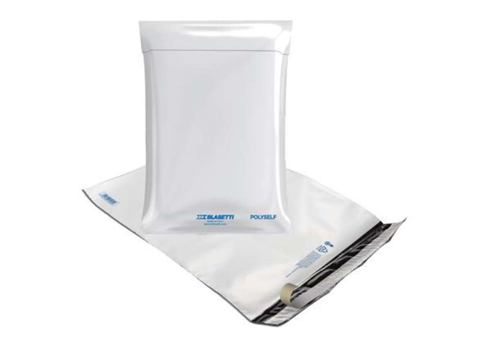 Immagine di Sacchetto Polyself - per corrieri  - A2 - 50 x 58 cm - PE - bianco/grigio - Blasetti  - conf. 100 pe