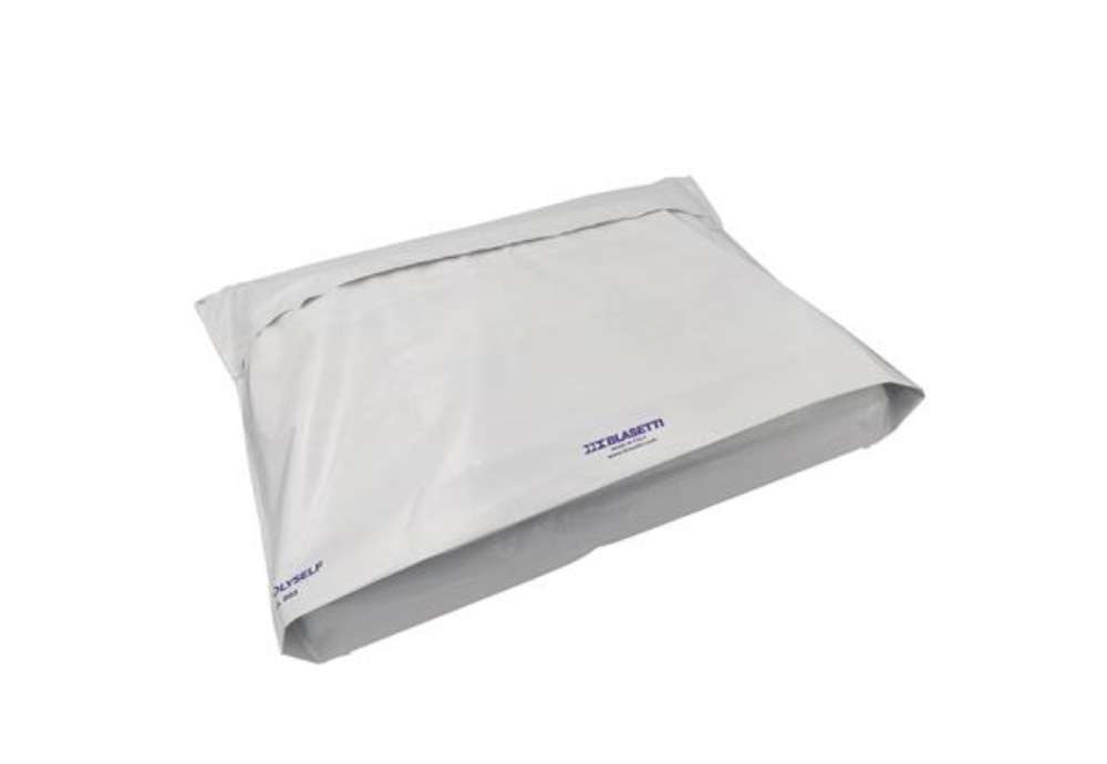 Immagine di Busta Polyself - per corrieri - con soffietto - 52 x 55 x 10 cm - PE - bianco/grigio - Blasetti  - c