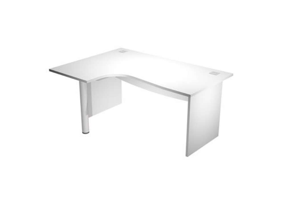 Immagine di Scrivania compact Agorà - fianco sx melaminico - L180 x P120/80/60 x H73 cm - con supporto metallico