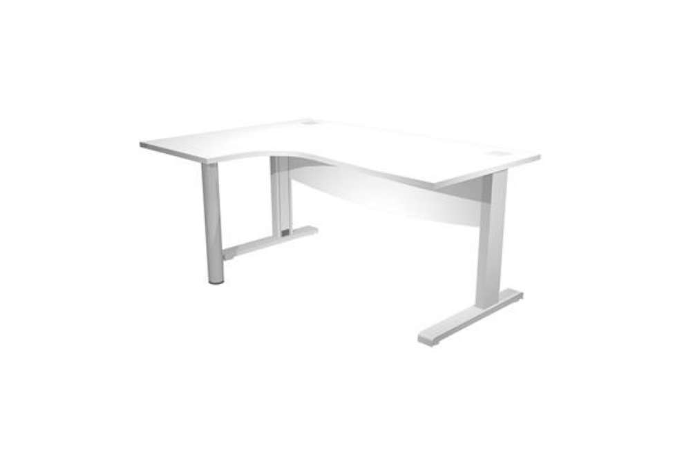 Immagine di Scrivania compact Agorà - fianco sx metallico - L 180 x P120/80/60 x H 73 cm - con supporto metal e