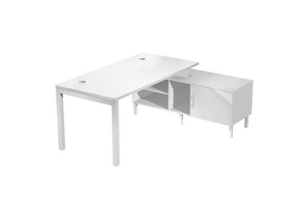 Immagine di Scrivania Agorà - con mobile di servizio portante - 145 x 140 x L 72,5 cm - bianco