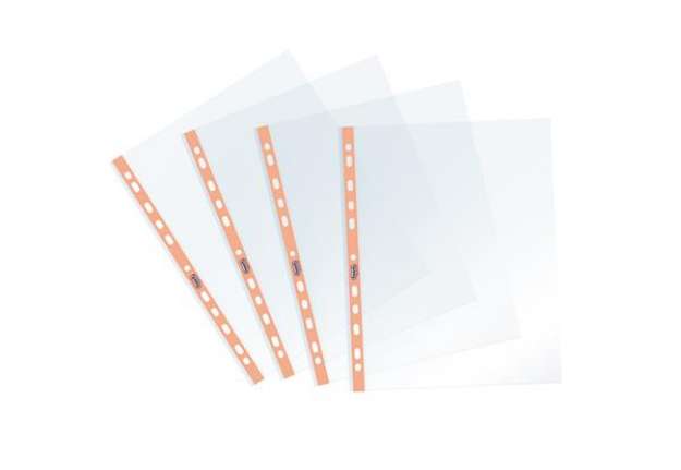 Immagine di Buste forate Pastel - c/ banda - liscia -.22 x 30 cm - arancio - Favorit - conf. 25 pezzi