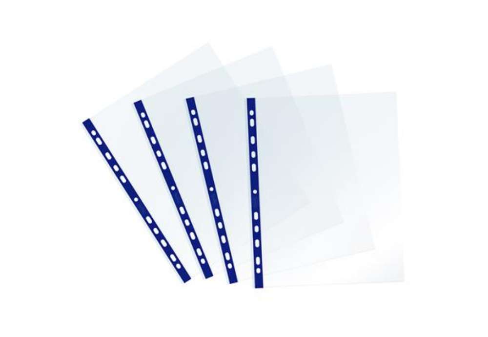 Immagine di Buste forate Sprint - c/ banda - liscia - 22 x 30 cm - blu - Favorit - conf. 25 pezzi