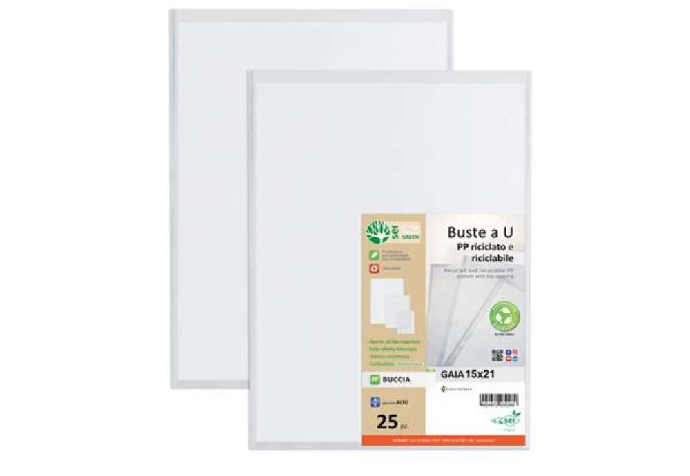 Immagine di Buste a sacco Gaia - PP riciclato - 15 x 21 cm - buccia - trasparente - Sei rota - conf. 25 pezzi