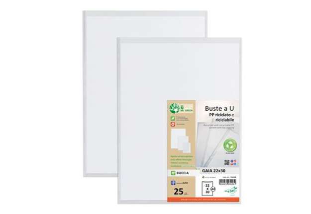 Immagine di Buste a U Gaia - PP riciclato - buccia - 22 x 30 cm - Sei rota - conf. 25 pezzi