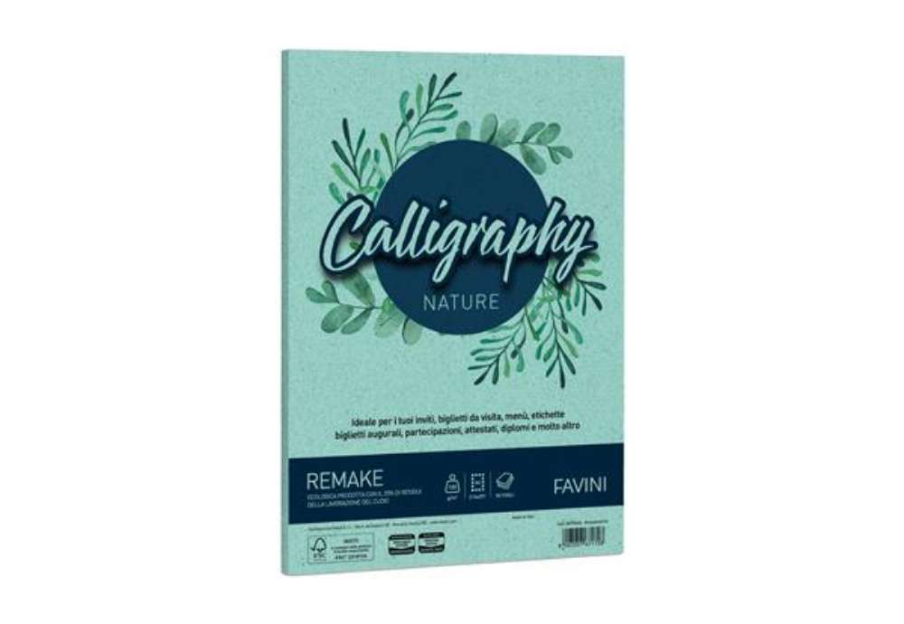 Immagine di Carta Calligraphy Nature Remake - A4 - 120 gr - acquamarina - Favini - conf. 50 fogli