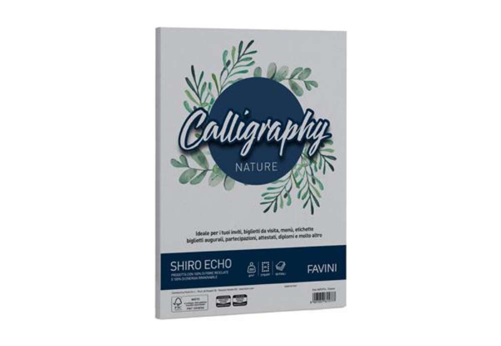Immagine di Carta Calligraphy Nature Shiro Eco - A4 - 250 gr - cenere - Favini - conf. 50 fogli