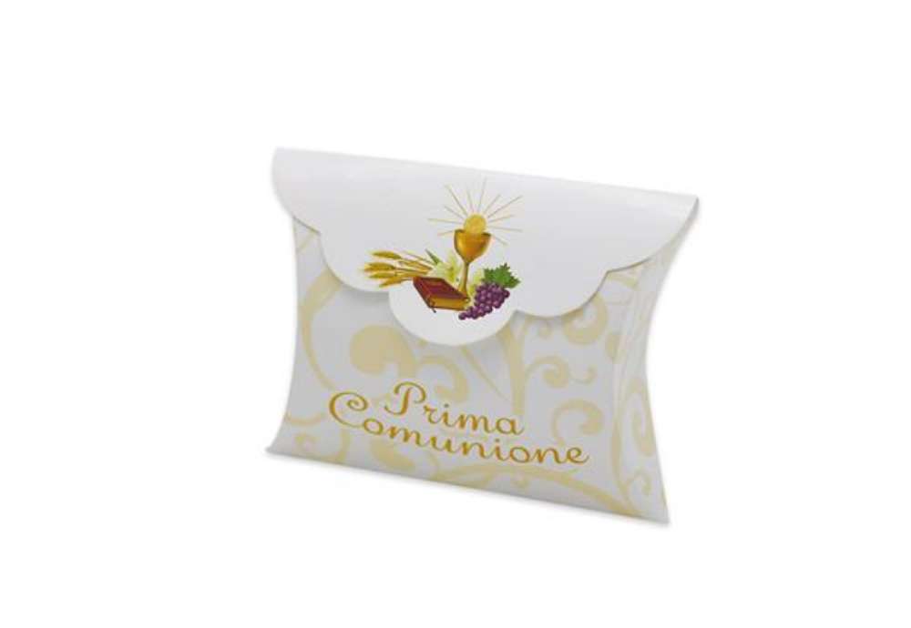 Immagine di Scatolina portaconfetti - Comunione - carta - 10 x 8 x 3 cm - Big Party - conf.25 pezzi